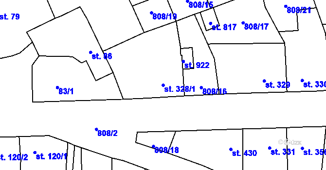Parcela st. 328/1 v KÚ Sezemice nad Loučnou, Katastrální mapa