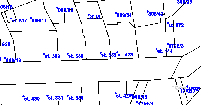 Parcela st. 339 v KÚ Sezemice nad Loučnou, Katastrální mapa