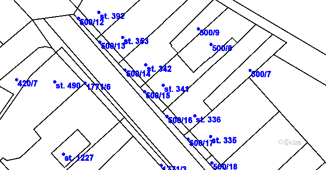 Parcela st. 341 v KÚ Sezemice nad Loučnou, Katastrální mapa