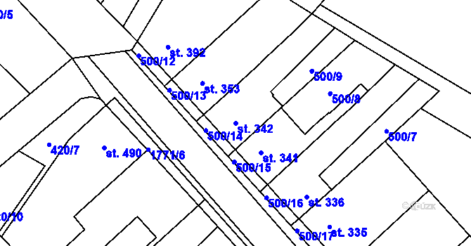 Parcela st. 342 v KÚ Sezemice nad Loučnou, Katastrální mapa