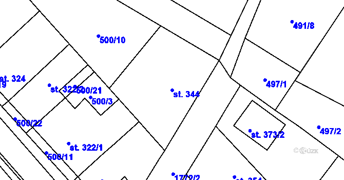 Parcela st. 344 v KÚ Sezemice nad Loučnou, Katastrální mapa