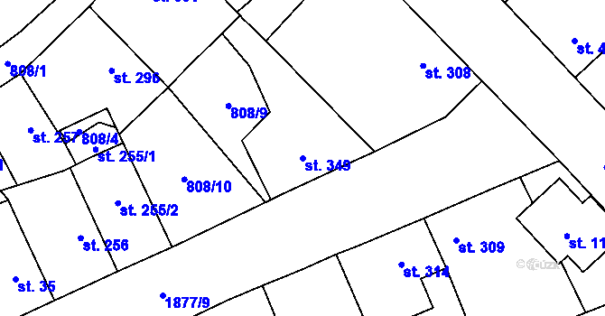 Parcela st. 349 v KÚ Sezemice nad Loučnou, Katastrální mapa