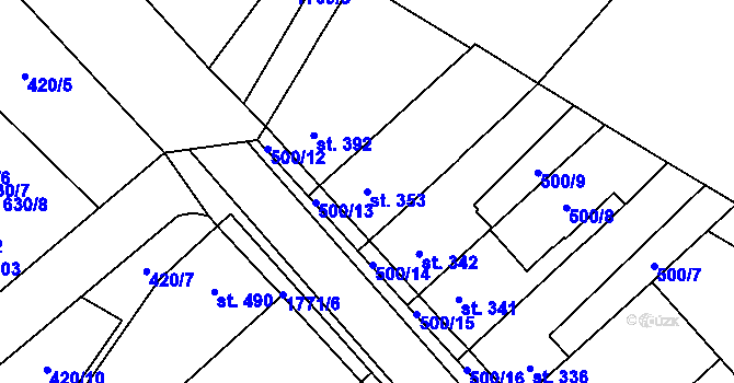 Parcela st. 353 v KÚ Sezemice nad Loučnou, Katastrální mapa