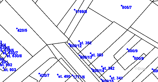 Parcela st. 392 v KÚ Sezemice nad Loučnou, Katastrální mapa