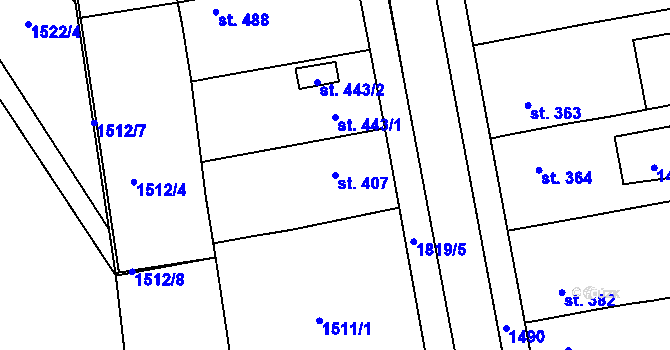 Parcela st. 407 v KÚ Sezemice nad Loučnou, Katastrální mapa