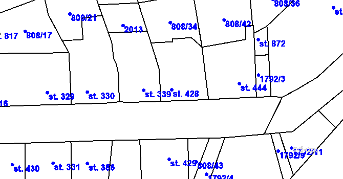 Parcela st. 428 v KÚ Sezemice nad Loučnou, Katastrální mapa