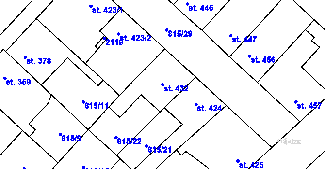 Parcela st. 432 v KÚ Sezemice nad Loučnou, Katastrální mapa
