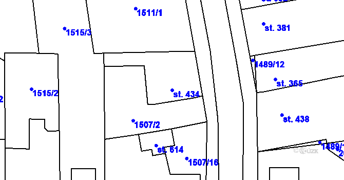 Parcela st. 434 v KÚ Sezemice nad Loučnou, Katastrální mapa