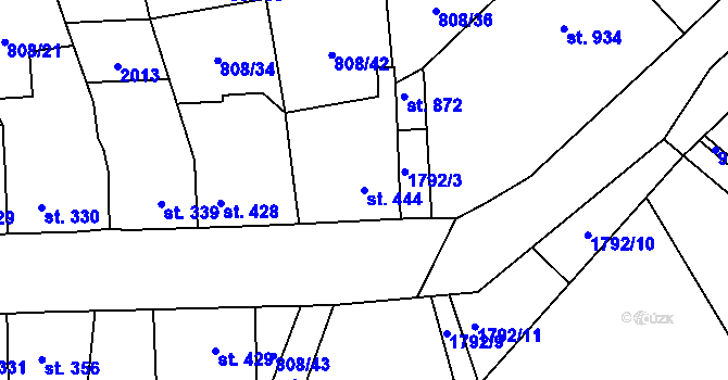 Parcela st. 444 v KÚ Sezemice nad Loučnou, Katastrální mapa