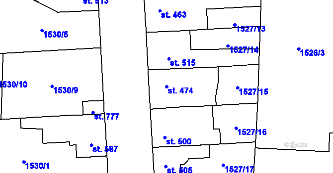Parcela st. 474 v KÚ Sezemice nad Loučnou, Katastrální mapa