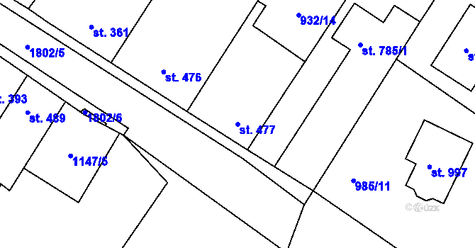 Parcela st. 477 v KÚ Sezemice nad Loučnou, Katastrální mapa