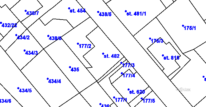 Parcela st. 482 v KÚ Sezemice nad Loučnou, Katastrální mapa