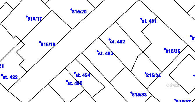 Parcela st. 493 v KÚ Sezemice nad Loučnou, Katastrální mapa