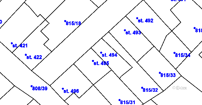 Parcela st. 494 v KÚ Sezemice nad Loučnou, Katastrální mapa