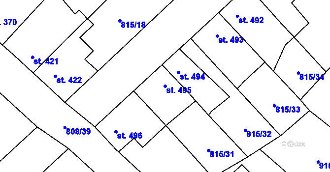 Parcela st. 495 v KÚ Sezemice nad Loučnou, Katastrální mapa
