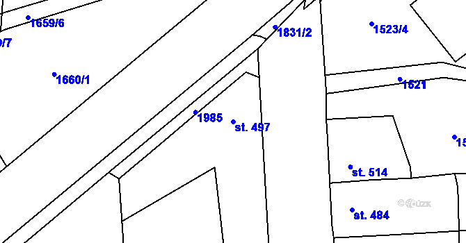 Parcela st. 497 v KÚ Sezemice nad Loučnou, Katastrální mapa