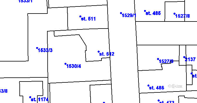Parcela st. 512 v KÚ Sezemice nad Loučnou, Katastrální mapa
