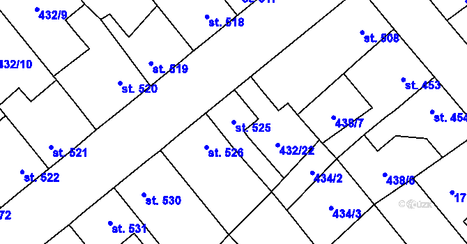 Parcela st. 525 v KÚ Sezemice nad Loučnou, Katastrální mapa