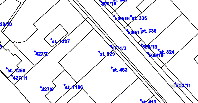 Parcela st. 529 v KÚ Sezemice nad Loučnou, Katastrální mapa