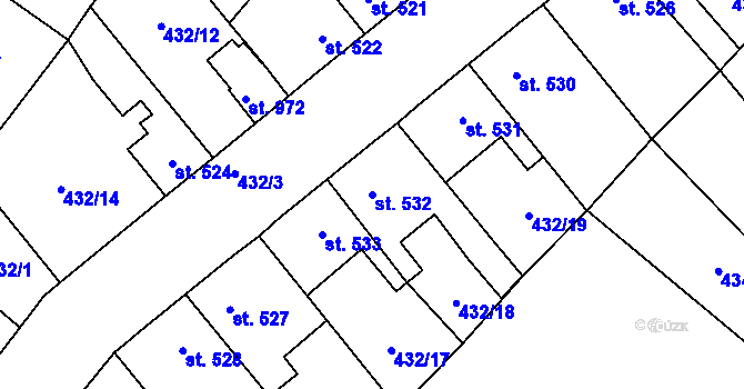 Parcela st. 532 v KÚ Sezemice nad Loučnou, Katastrální mapa