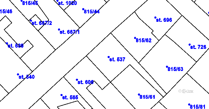 Parcela st. 537 v KÚ Sezemice nad Loučnou, Katastrální mapa