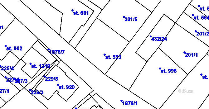 Parcela st. 553 v KÚ Sezemice nad Loučnou, Katastrální mapa