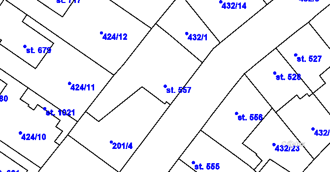 Parcela st. 557 v KÚ Sezemice nad Loučnou, Katastrální mapa