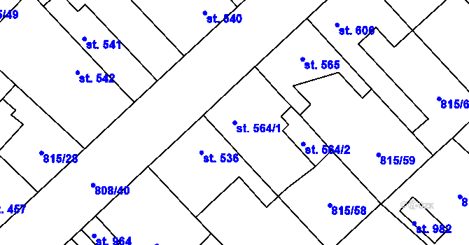 Parcela st. 564/1 v KÚ Sezemice nad Loučnou, Katastrální mapa