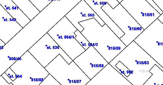 Parcela st. 564/2 v KÚ Sezemice nad Loučnou, Katastrální mapa