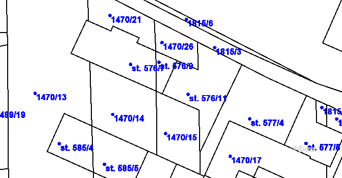 Parcela st. 576/10 v KÚ Sezemice nad Loučnou, Katastrální mapa