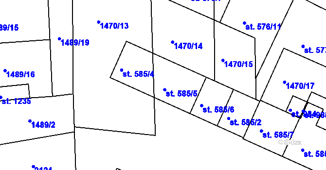 Parcela st. 585/3 v KÚ Sezemice nad Loučnou, Katastrální mapa