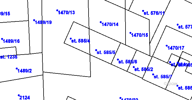 Parcela st. 585/5 v KÚ Sezemice nad Loučnou, Katastrální mapa