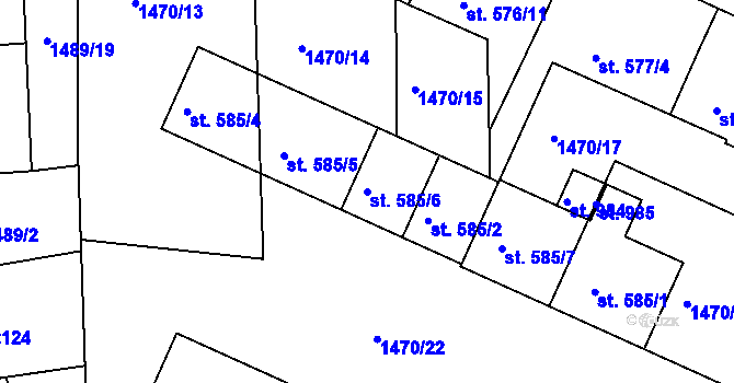Parcela st. 585/6 v KÚ Sezemice nad Loučnou, Katastrální mapa