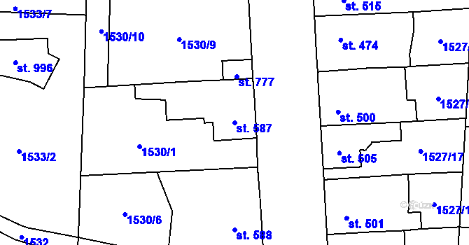 Parcela st. 587 v KÚ Sezemice nad Loučnou, Katastrální mapa