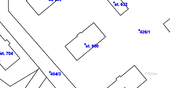 Parcela st. 600 v KÚ Sezemice nad Loučnou, Katastrální mapa