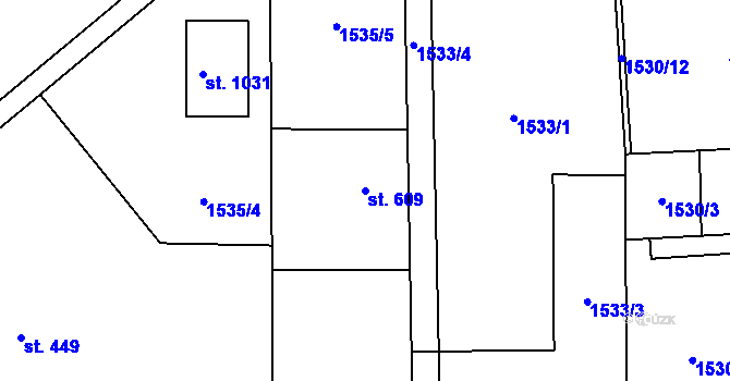 Parcela st. 609 v KÚ Sezemice nad Loučnou, Katastrální mapa