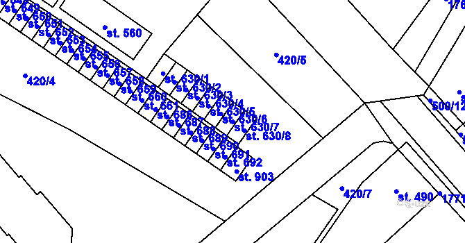 Parcela st. 630/7 v KÚ Sezemice nad Loučnou, Katastrální mapa