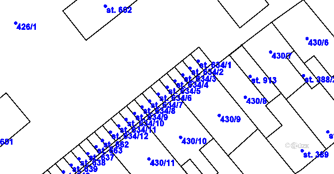 Parcela st. 634/5 v KÚ Sezemice nad Loučnou, Katastrální mapa