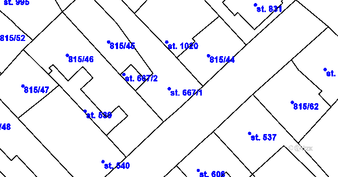 Parcela st. 667/1 v KÚ Sezemice nad Loučnou, Katastrální mapa