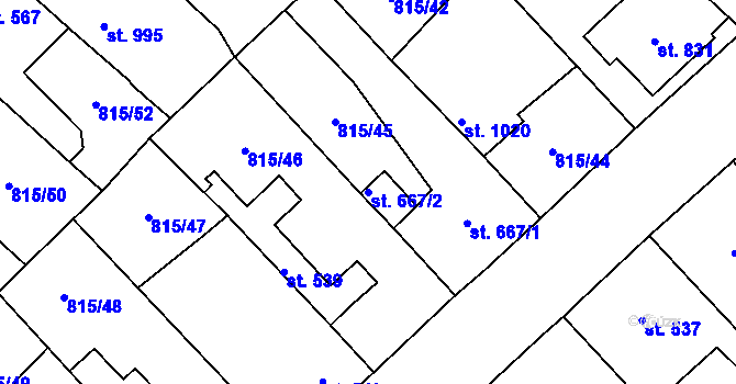 Parcela st. 667/2 v KÚ Sezemice nad Loučnou, Katastrální mapa