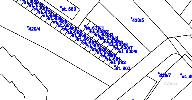 Parcela st. 689 v KÚ Sezemice nad Loučnou, Katastrální mapa