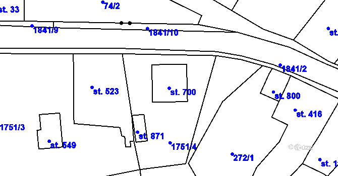 Parcela st. 700 v KÚ Sezemice nad Loučnou, Katastrální mapa