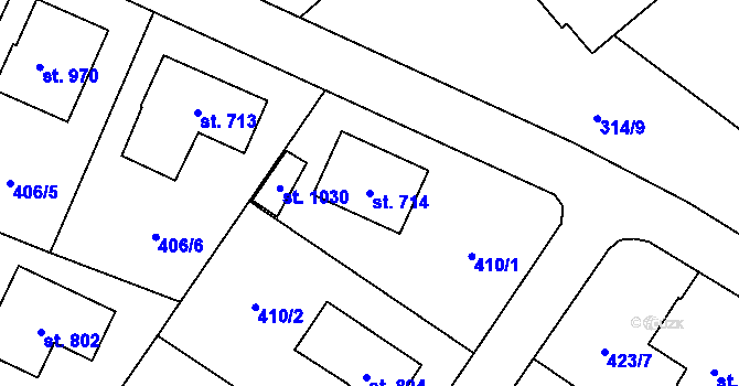 Parcela st. 714 v KÚ Sezemice nad Loučnou, Katastrální mapa