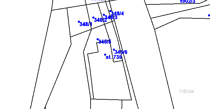 Parcela st. 735 v KÚ Sezemice nad Loučnou, Katastrální mapa