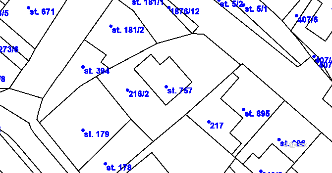 Parcela st. 757 v KÚ Sezemice nad Loučnou, Katastrální mapa