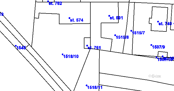 Parcela st. 761 v KÚ Sezemice nad Loučnou, Katastrální mapa