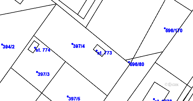 Parcela st. 773 v KÚ Sezemice nad Loučnou, Katastrální mapa