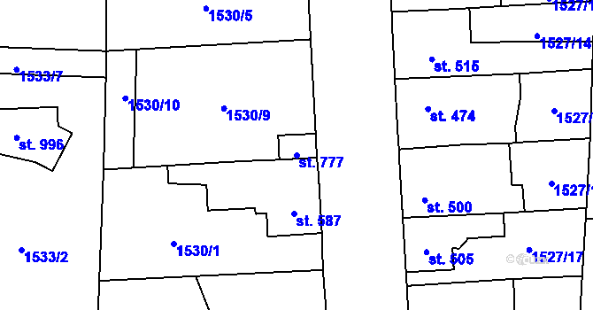 Parcela st. 777 v KÚ Sezemice nad Loučnou, Katastrální mapa