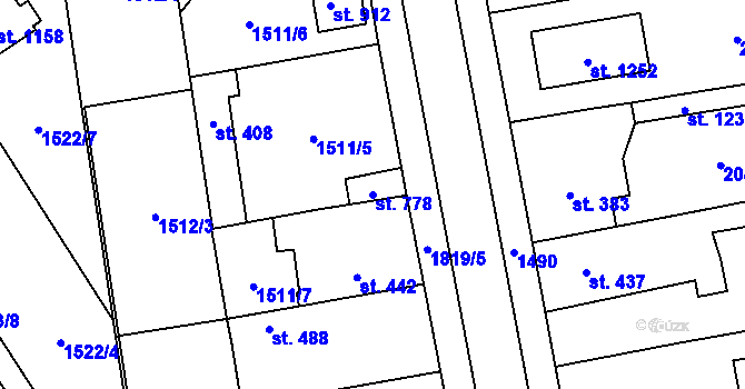Parcela st. 778 v KÚ Sezemice nad Loučnou, Katastrální mapa