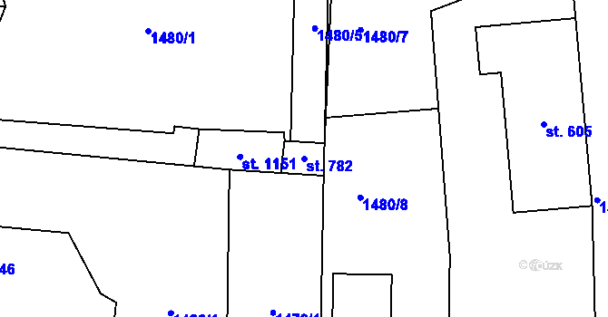 Parcela st. 782 v KÚ Sezemice nad Loučnou, Katastrální mapa